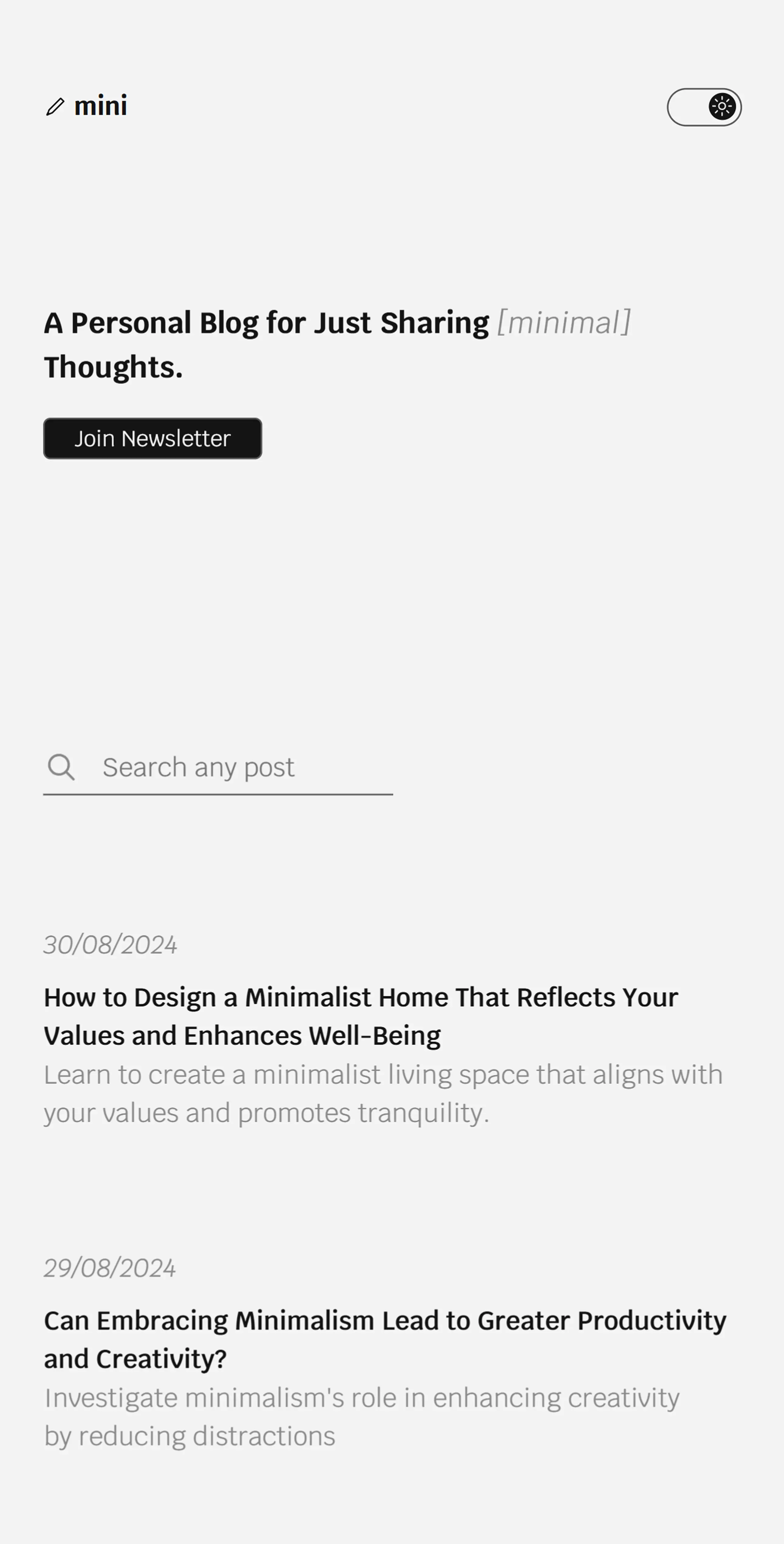 mini thoughts site